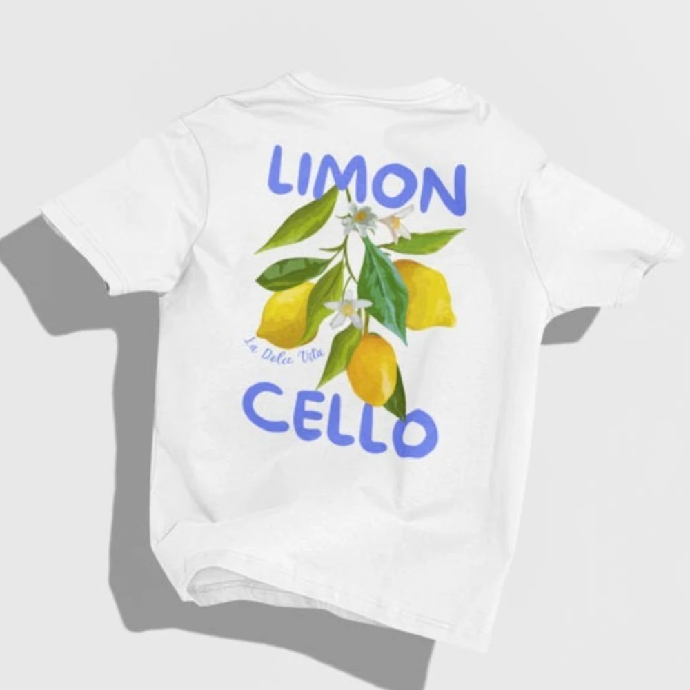 

Limoncello La Dolce Vita Италия футболка Tomato Girl рубашка с круглым вырезом лимонная женская хлопковая рубашка с рисунком летняя повседневная рубашка с коротким рукавом