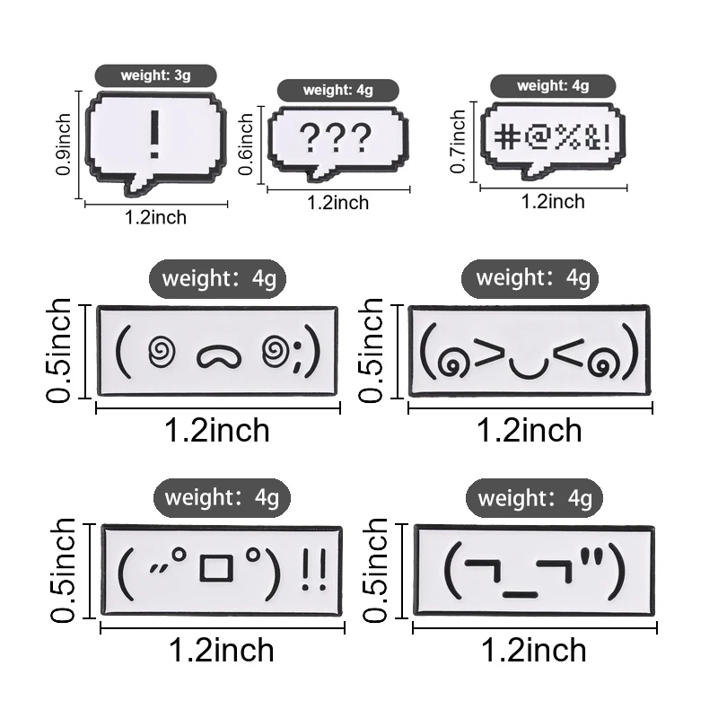 Retro Pixel Speech Bubble Enamel Pins Cute Cartoon Kaomoji Emoticon Brooches Fashion Lapel Badge Backpack Clothes Jewelry Gift
