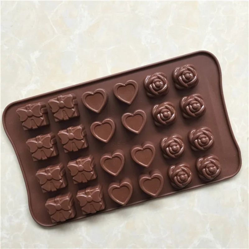 24 sets of 4 different flower-shaped silicone chocolate molds, ice tray mold, high temperature resistance, non-stick mold