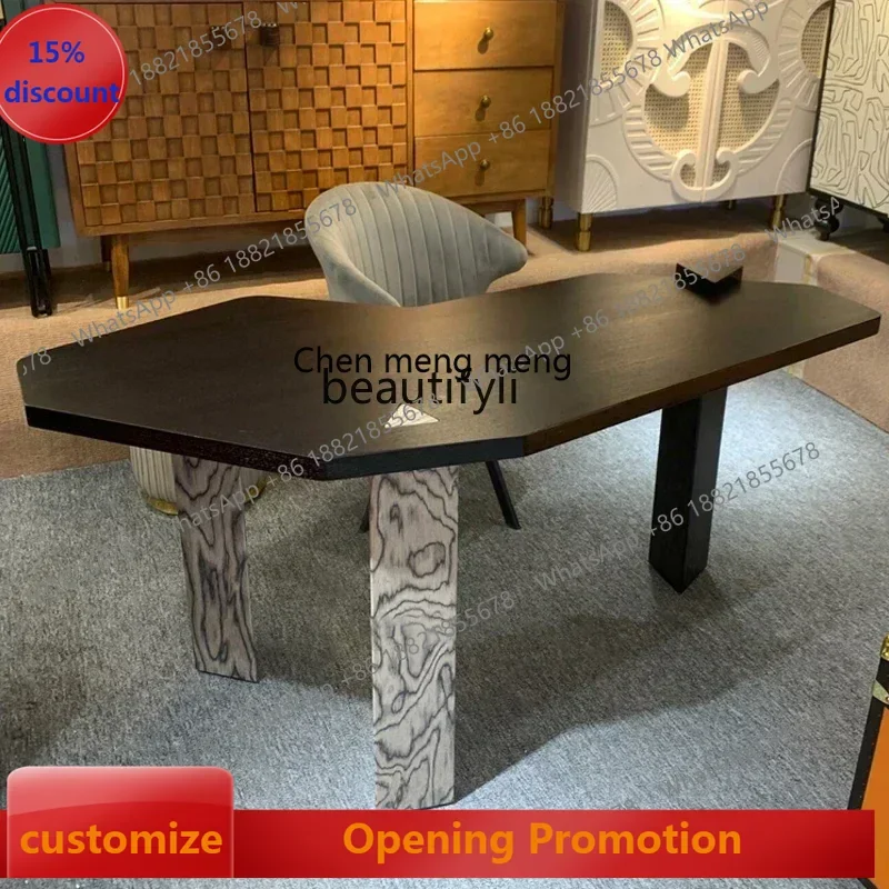 ss7486 Medieval simple modern solid wood desk creative special-shaped irregular office computer desk desk New Light Luxury