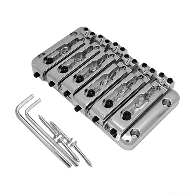 U2JB Metal 6 String Bass Bridge Assembly with 6 Individual Saddles for Custom Build