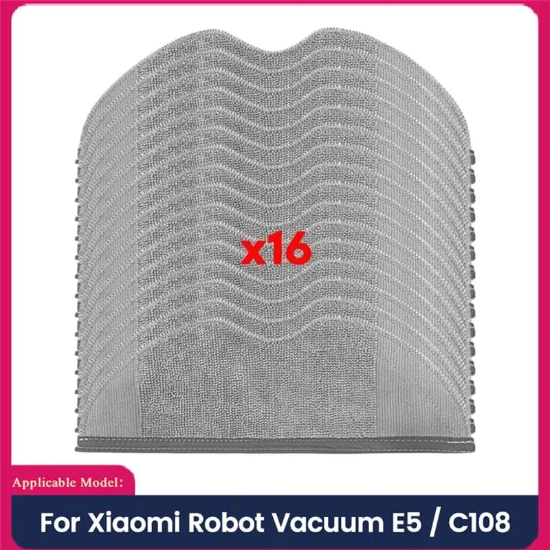 AA81-Mop Pads For Robot Vacuum E5 / C108 Robot Vacuum Cleaner Accessories Washable Microfibers Mop Cloth 16PCS