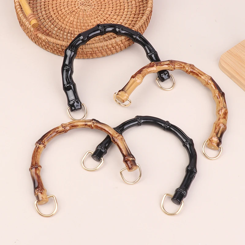 

2Pcs 10.5/12CM Plastic Bag Handle Handbags Replace Faux Bamboo Handles Woven-bag Purse Frame Kiss Clasp DIY Bags Accessories
