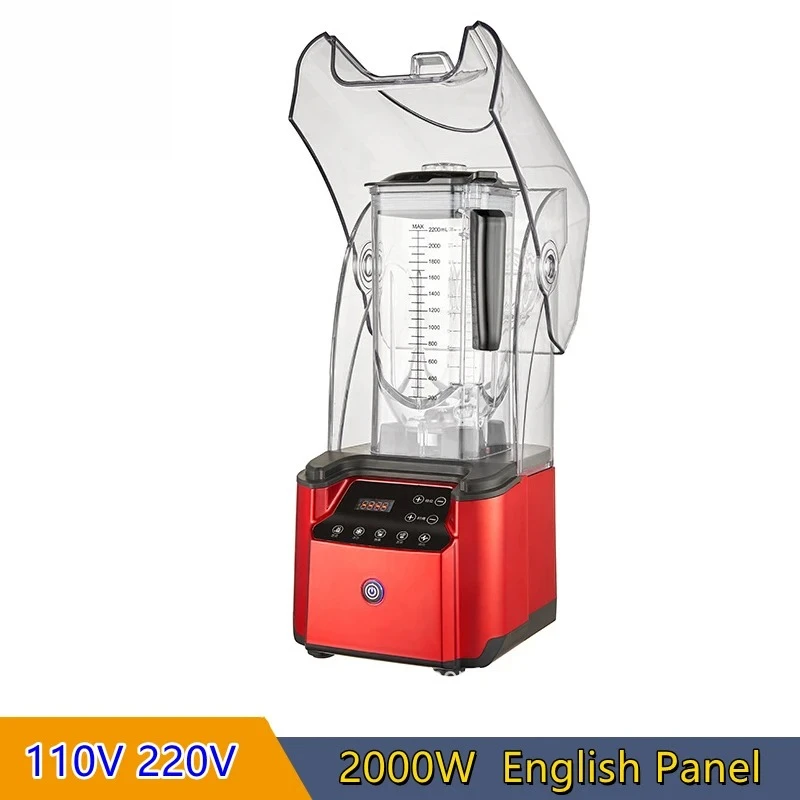 2.2L Silent Smoothie Machine With Cover Ice Smoothie Machine 2000W Ice Blender Heavy Duty Food Blender Mixer Juicer