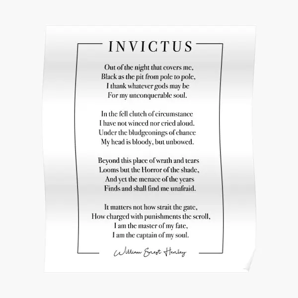 Invictus Black  Poster Home Print Modern Picture Funny Vintage Decor Wall Art Decoration Room Painting Mural No Frame