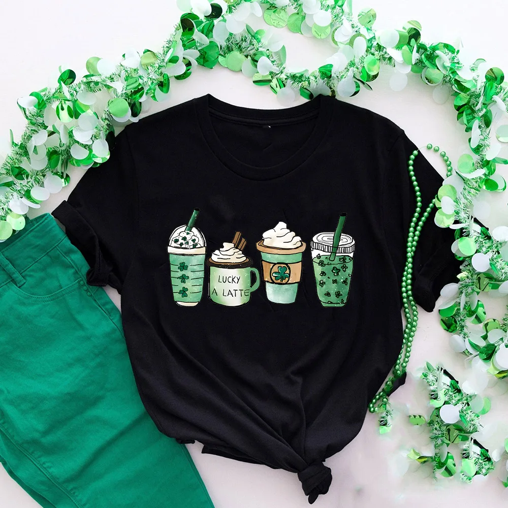 Love St Patrick's Day Shirt Cute St Patrick's Day Shamrock Women Shirts Love with Shamrock T-Shirt Ladies Irish Tee Tops