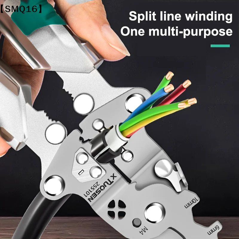 Foldalbe Wire Stripping Pliers Voltage Testing Cable Cutting Crimping Pliers Multifunctional Stripper Electrician Pliers【SMQ】