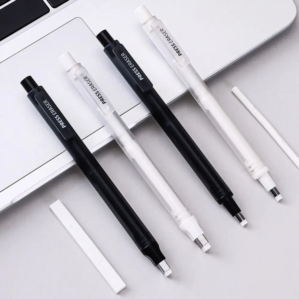 Durable Refillable Press Eraser Set No Debris Press Mechanism Eraser Pen Correction Rubber Artwork Highlighting