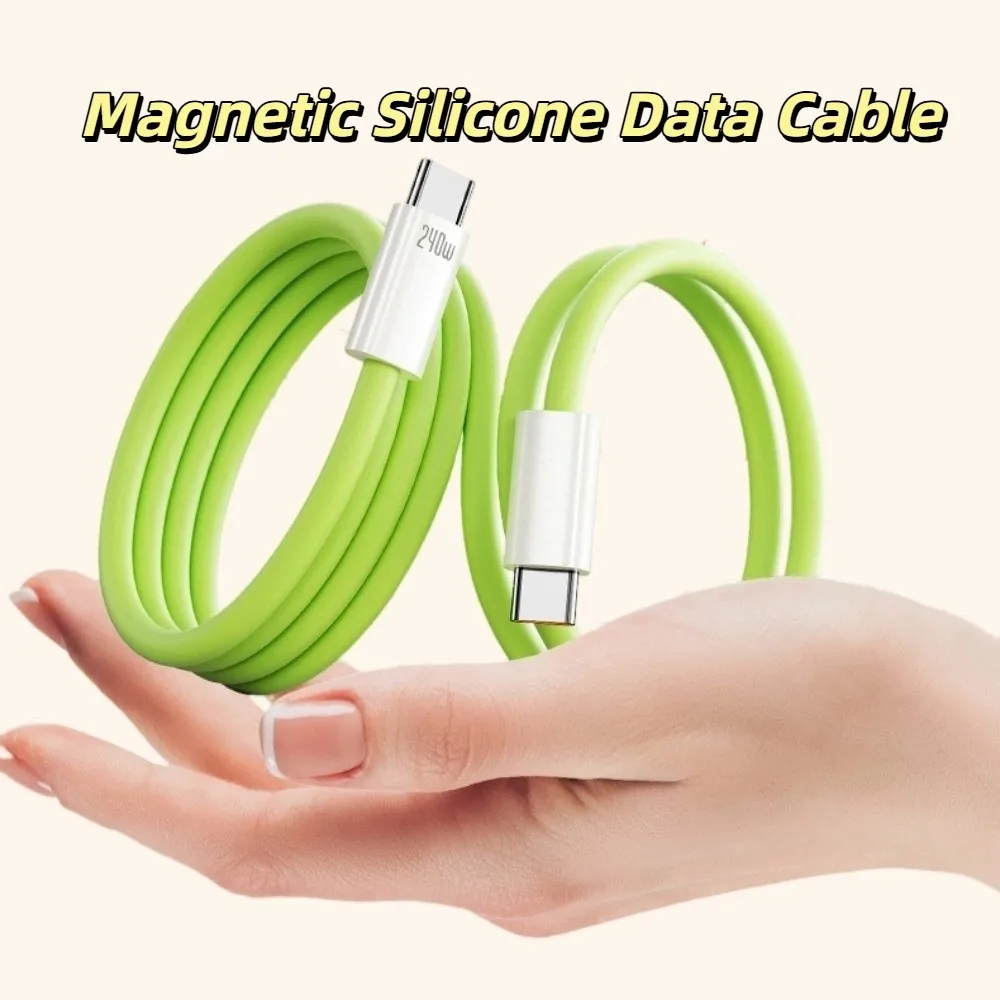 

Magnetic Type C Silicone Data Cable Automatic Storage Super Fast Charging Type C To Type C Phone Cable Anti Winding Data Cord