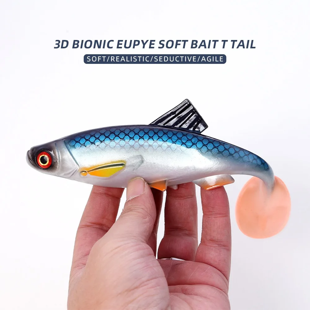 

Sinking 3D Eye Simulation Fishing Lure Soft Bait Realistic Action Soft Swimbait Silicone Paddle Tail T Tail Soft Baits Saltwater