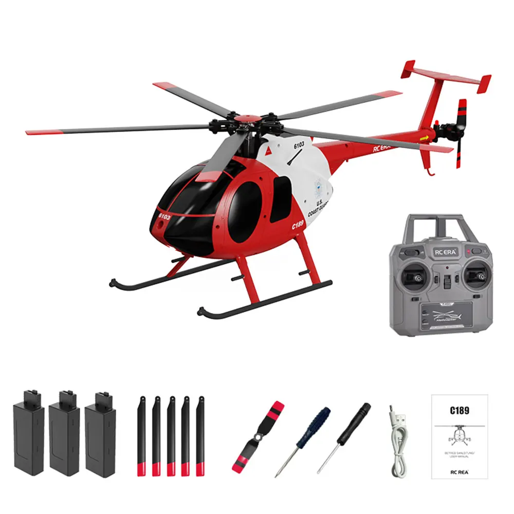 RC ERA C189 MD500 2.4G 4CH UAV 1:28 Altura fixa Helicóptero RC Flybarless de lâmina única RTF com localização de fluxo óptico