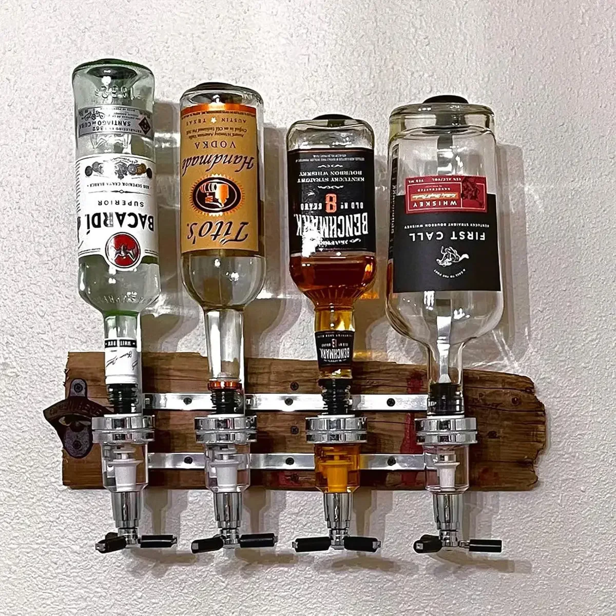 1-6 Bottle Alcohol Liquor Dispenser, Wall&Rotating Mounted Cocktail Shaker Stand Whisky Wine Beer Alcohol Bar Beverage Dispenser