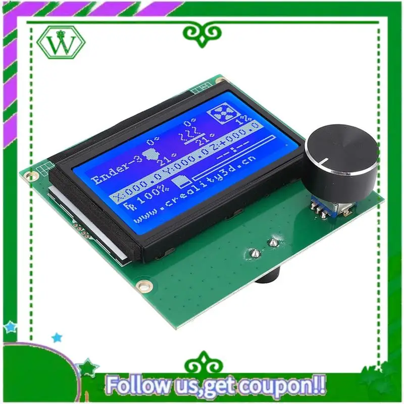 Reliable-3D Printer LCD Display Screen With Control Panel, 12864 Blue Screen For Ender 3, 3S, 3X, 3 Pro