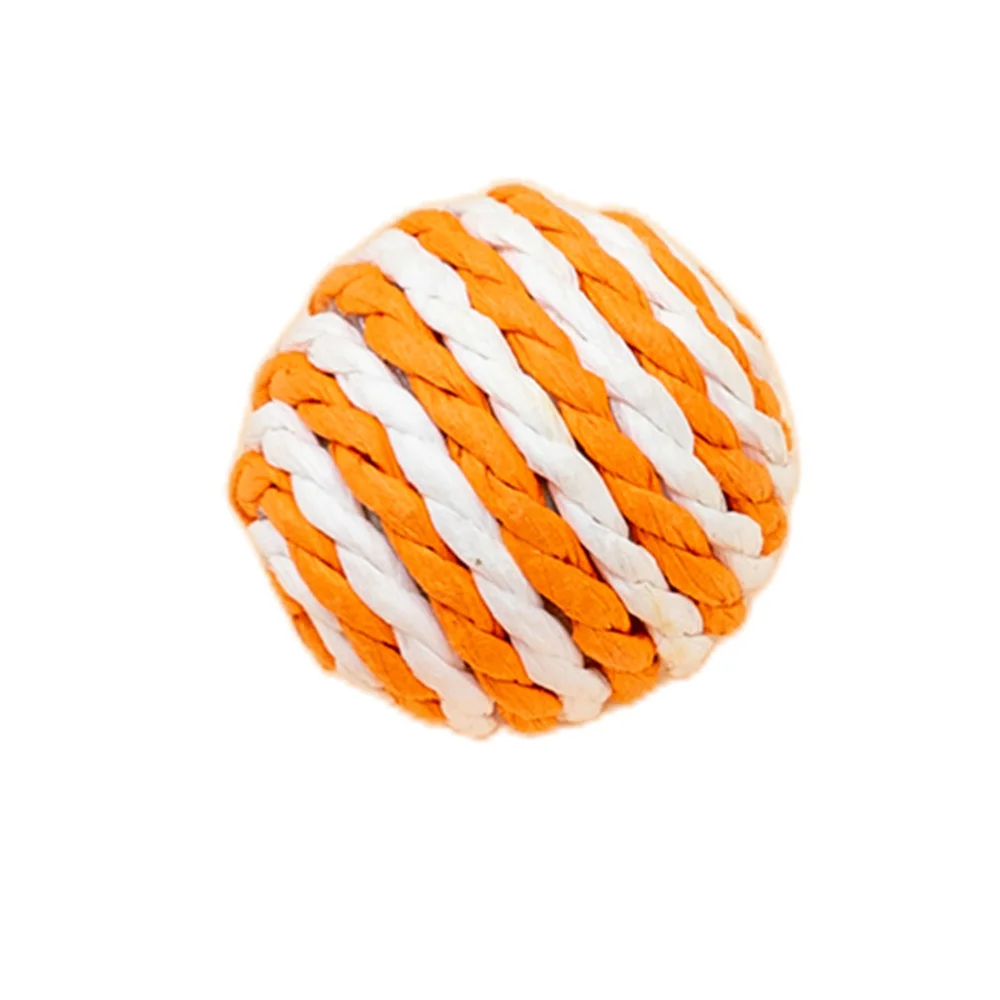Random Color Cat Pet Sisal Rope Weave Ball Teaser Play Chewing Scratch Catch Toy Interactive Scratch Chew Toy For Pet Cat Dog