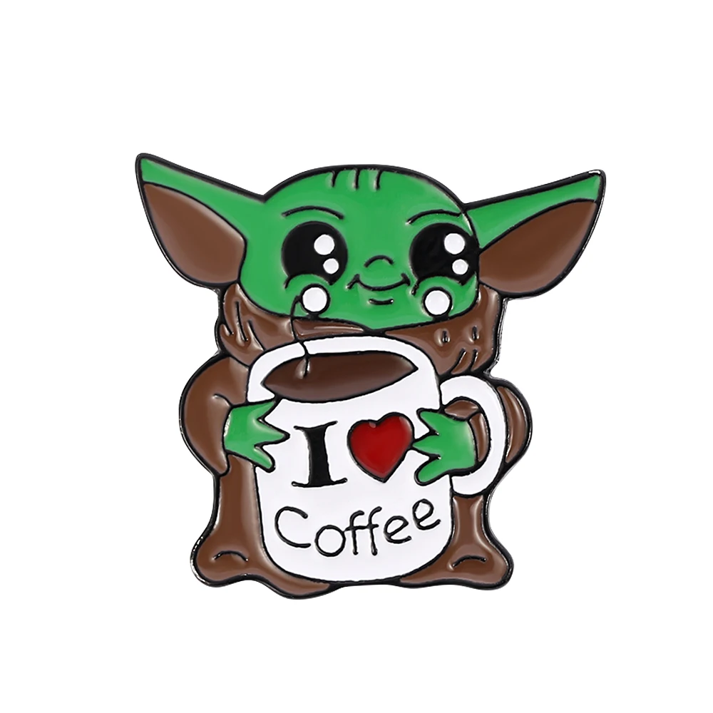 

Disney Star War Creativity Brooch Cute Yoda I Love Coffee Cartoon Enamel Badge Jewelry for Backpack Clothing Pins Accessories