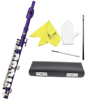 Piccolo Flute C Key Half-size Purple Flute with Case Cleaning Cloth Cupronickel Piccolo Flute Professional Woodwind Instruments