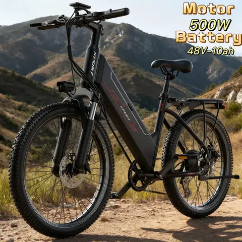 26-inch leisure electric bicycle, built-in 500W efficient motor, 48V-10ah lithium battery, fashionable adult urban E-Bike