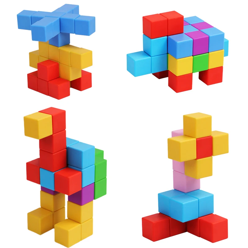 Zabawki edukacyjne dla dzieci nauka klocków plastikowe Puzzle DIY 3D kostki magnetyczne 3.3cm prezenty świąteczne dla malucha