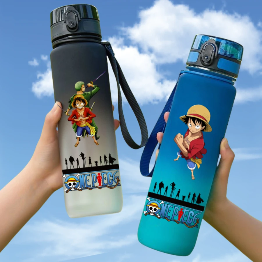 650ML ONE PIECE Luffy Zoro Sporttrinkflaschen Große Kapazität Sport-Fitness-Trinkflasche mit Klappdeckel Trinkwasserbecher Geschenk