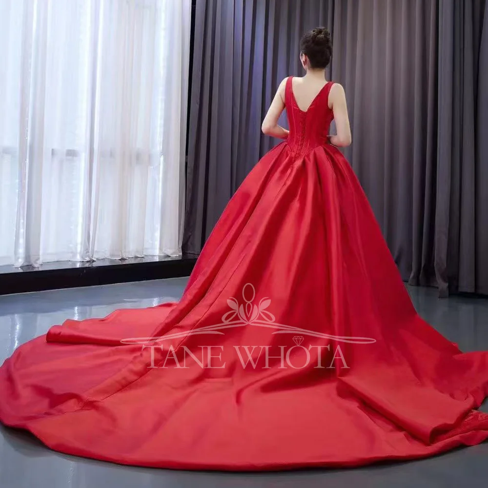 فساتين سهرة نسائية بأشرطة سباغيتي فستان سهرة بأربطة من الخلف فساتين حمراء طويلة