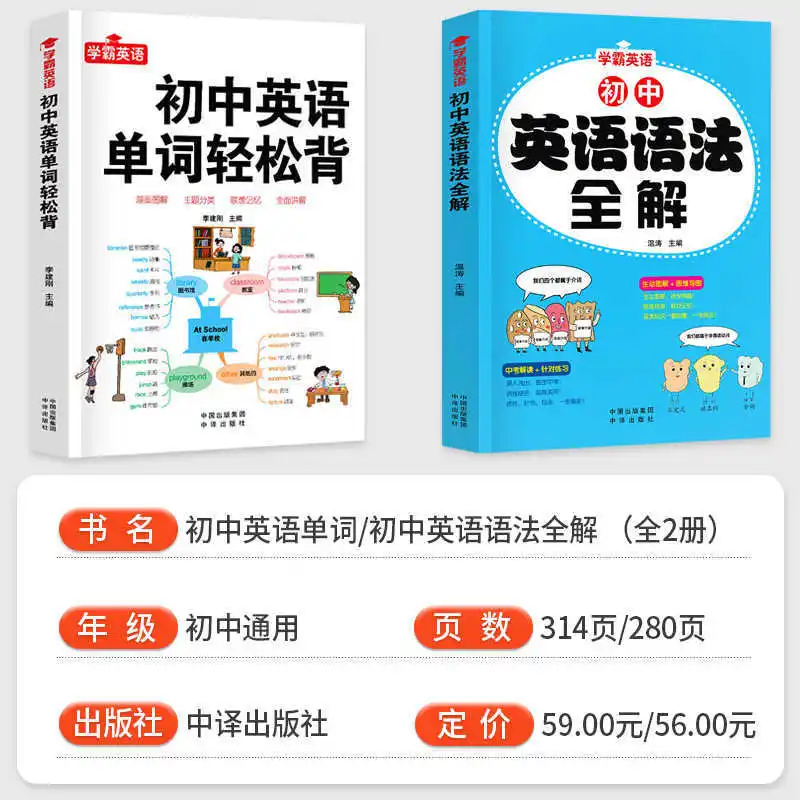 Middle School English Vocabulary Word Memorization Tool, Reading Comprehension and Cloze Test, Grammar Practice Book