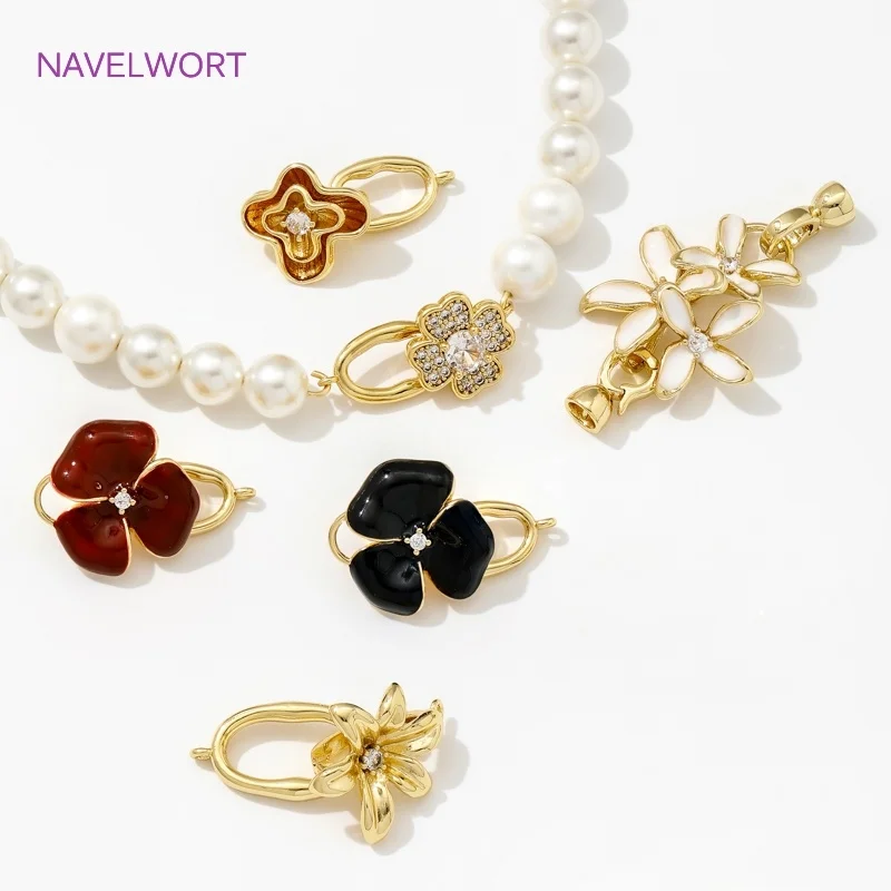 أنماط متعددة 18K مطلية بالذهب النحاس اللؤلؤ المشبك موصل المشابك الملحقات ، السحابة للمجوهرات ، DIY بها بنفسك مستلزمات صناعة المجوهرات