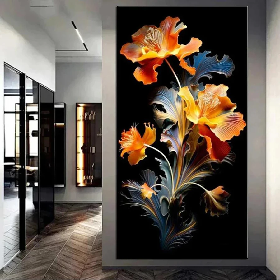 Yellow Iris Flower Diamond Painting Large Size Floral Full Square Round Mosaic Embroidery Kits Diy Rhinestone Picture Wall Decor