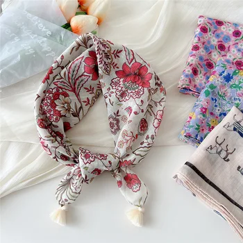 Foulard en coton pour femmes et filles, écharpe de sauna, bandana, turban, châle, mouchoir, accessoires pour cheveux, 60x60cm