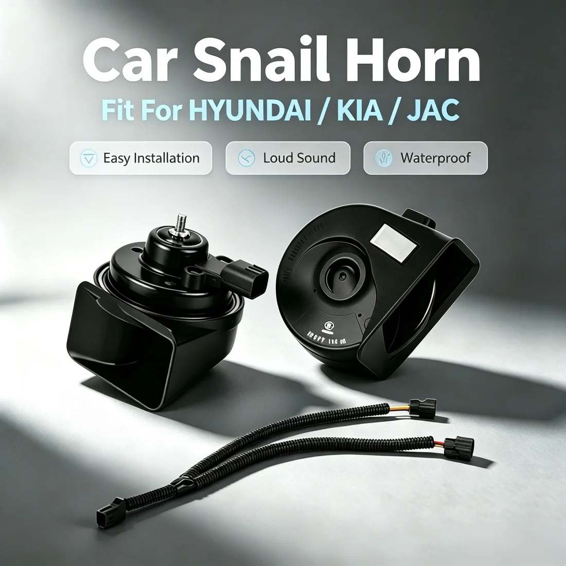 12V 110dB Car Snail Horn Car Speakers Tweeter High Bass Waterproof Whistle Horn For HYUNDAI For KIA For JAC With Wiring Harness