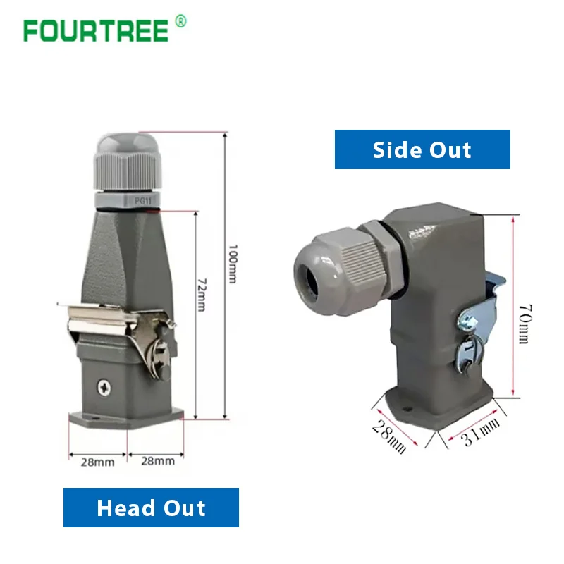 Heavy Duty Connector HDC HA 4 5 6 8 Pin Over Load Connection 10A 16A Rectangle Waterproof Multiple Function Aviation Plug Socket