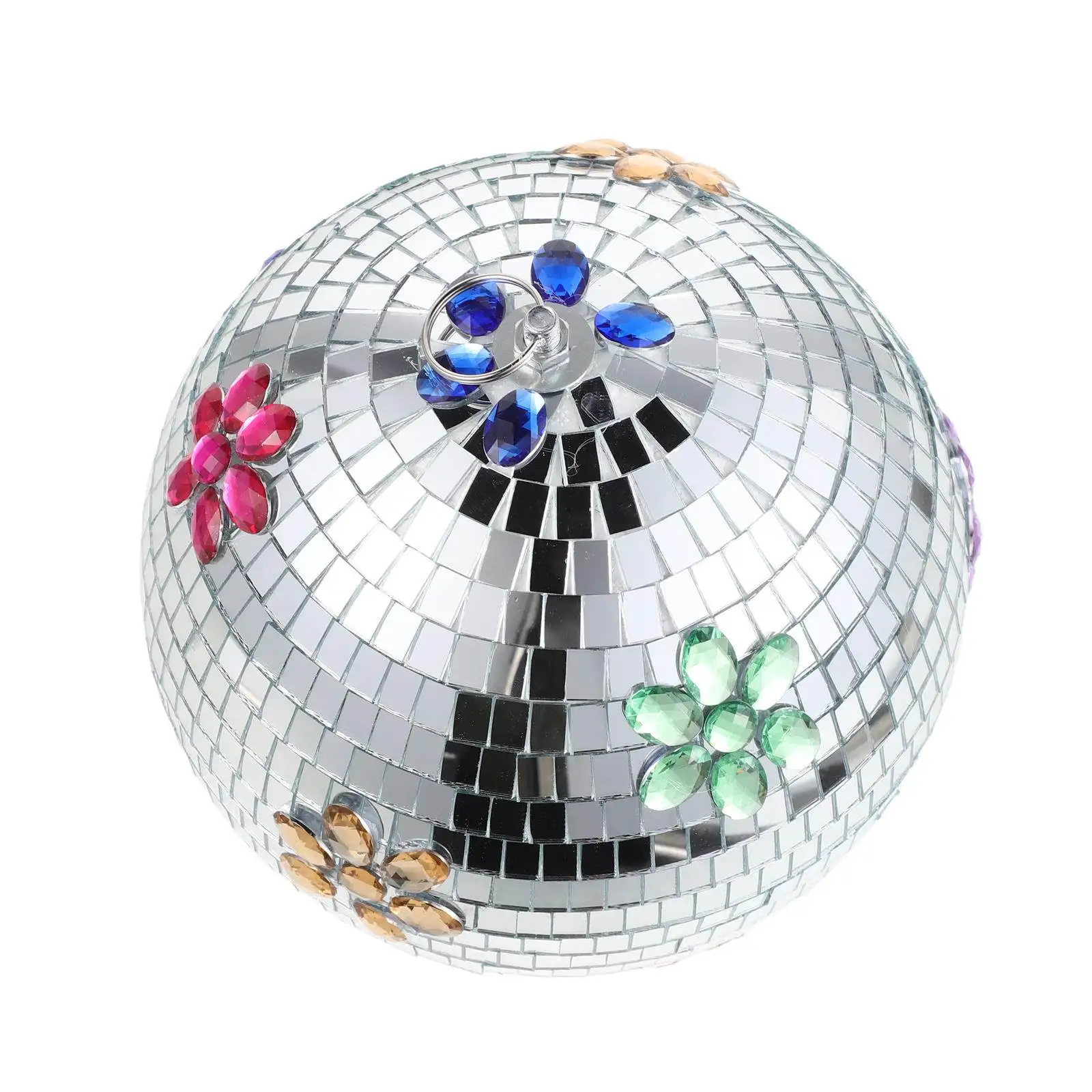 Spherical Disco Hanging Ornament for Party Planners, Improving Party Lighting, 20.00 cm Diameter, Silver Glass, 1 Pc