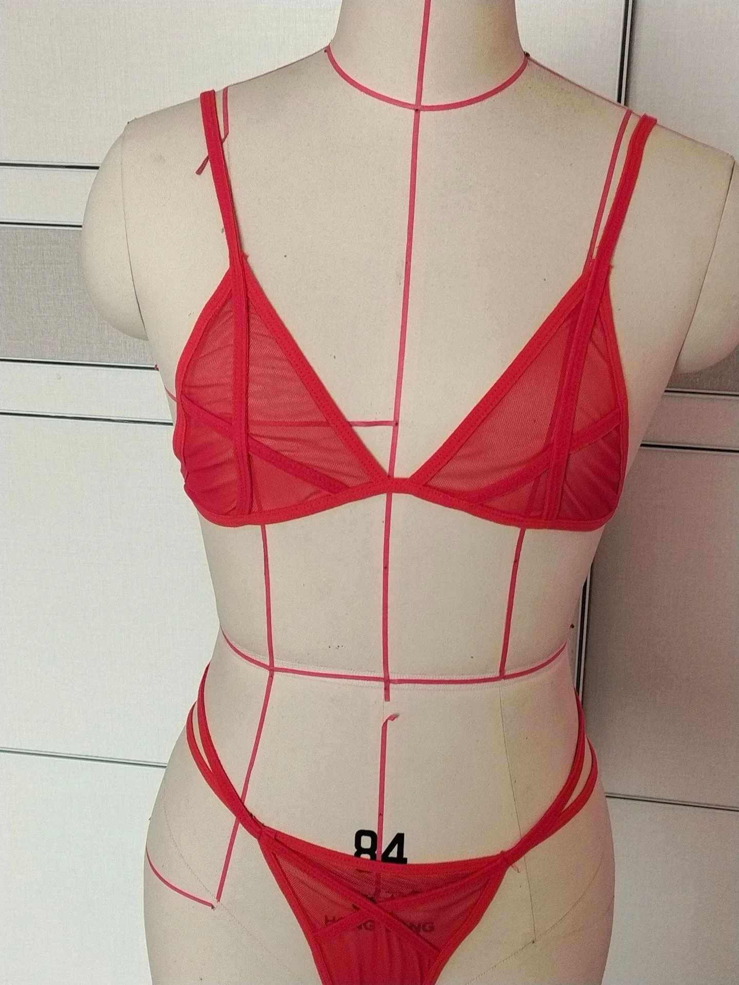 omen's Sheer Mesh Lingerie Set - Strappy Mesh Bra & Panty Two-Piece Lingeri… - Image 6