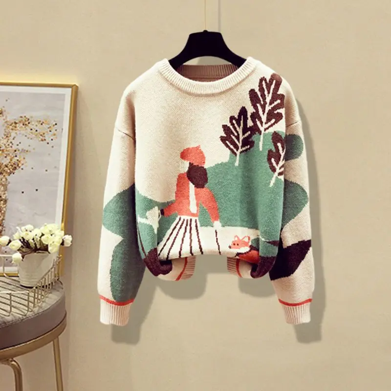 New pullover autumn and winter cartoon sweater for women fashionable and versatile slimming