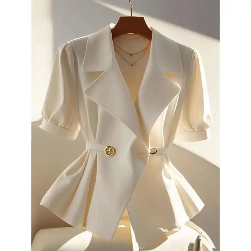 

Loose Casual Women's ort Sve irt Turn-down Collar Street Sle Cotton Knot Spring Faion Warmth