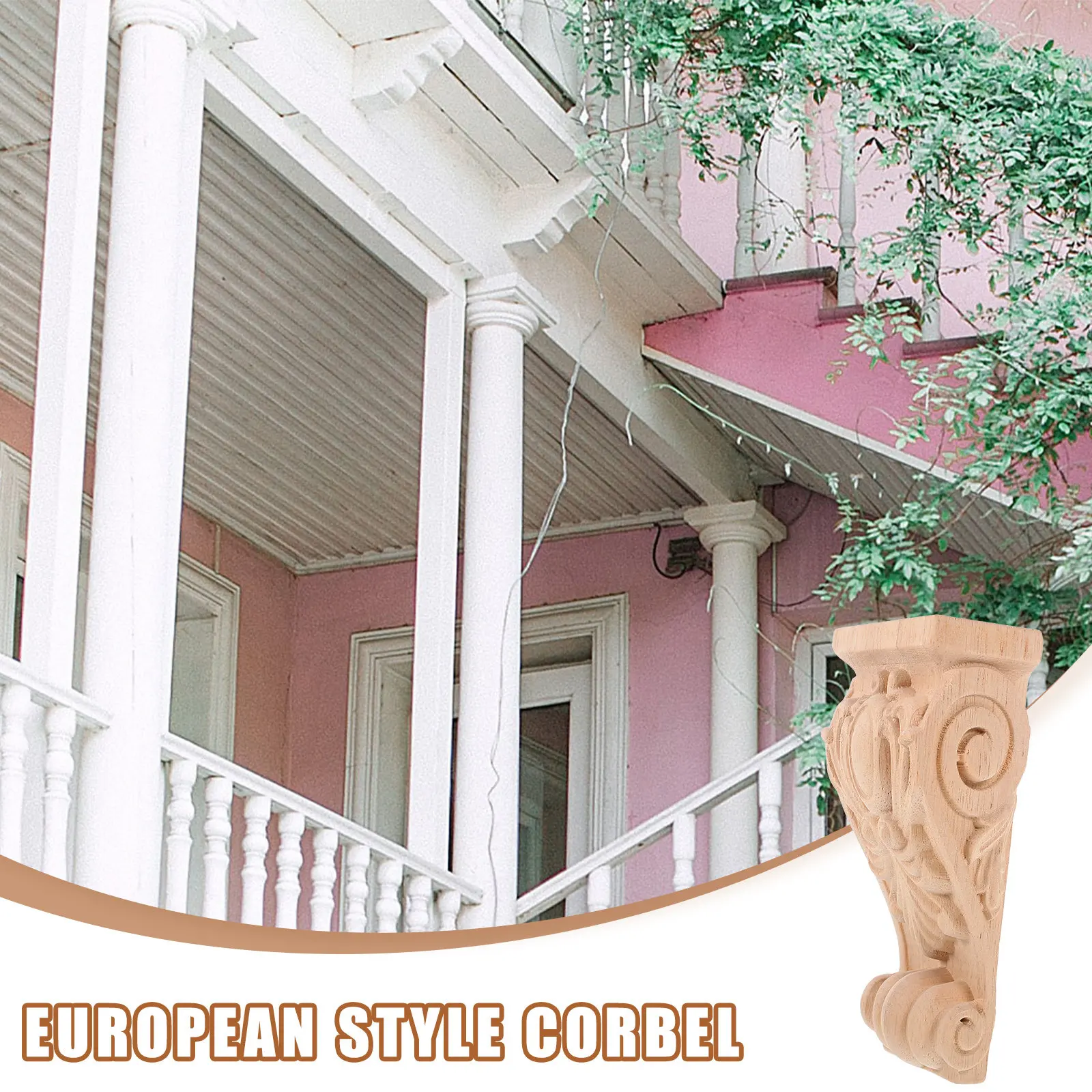 Wooden Corbel Carved European Style Small Wood Corbels Rustic Decorative Corbel Decoration for Furniture Framework