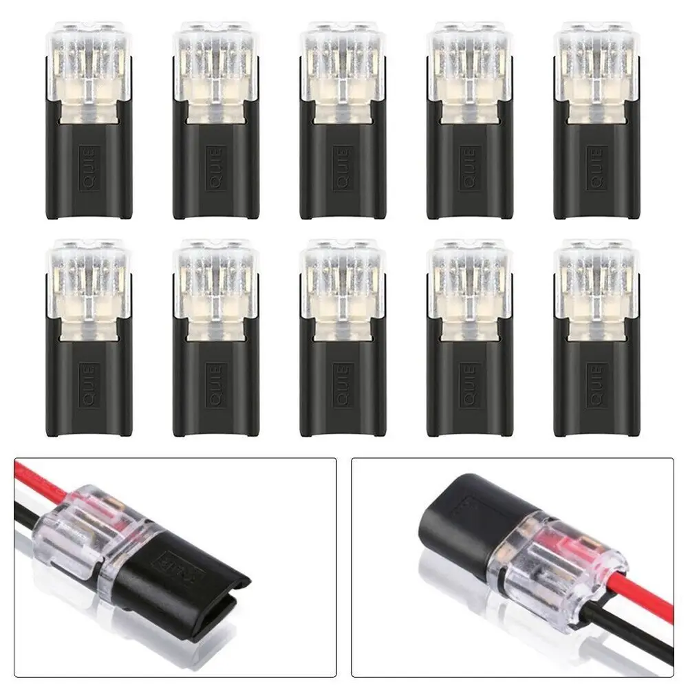 10pcs 2pin Pluggable Wire Connector Spring Scotch Lock 18-24AWG Wire Quick Splice Connectors Led Light Cable Crimp Terminals