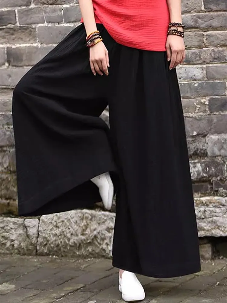 

Широкие брюки-капри из хлопка и льна с высокой талией для йоги и медитации, большие размеры, весна-лето, новинка