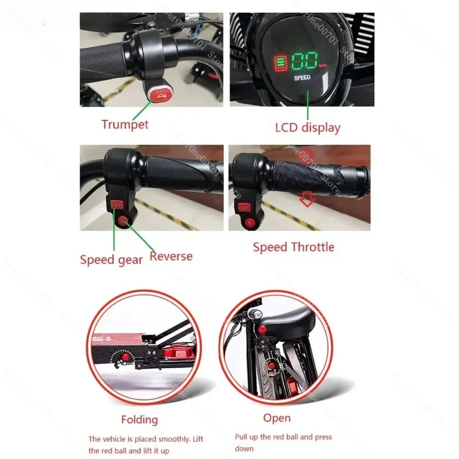 Motor Foldable Mobility Scooters 4 Wheels with Large Armrest Max Speed18 10-Inch Electric Scooter Elderly 36V250W Dual