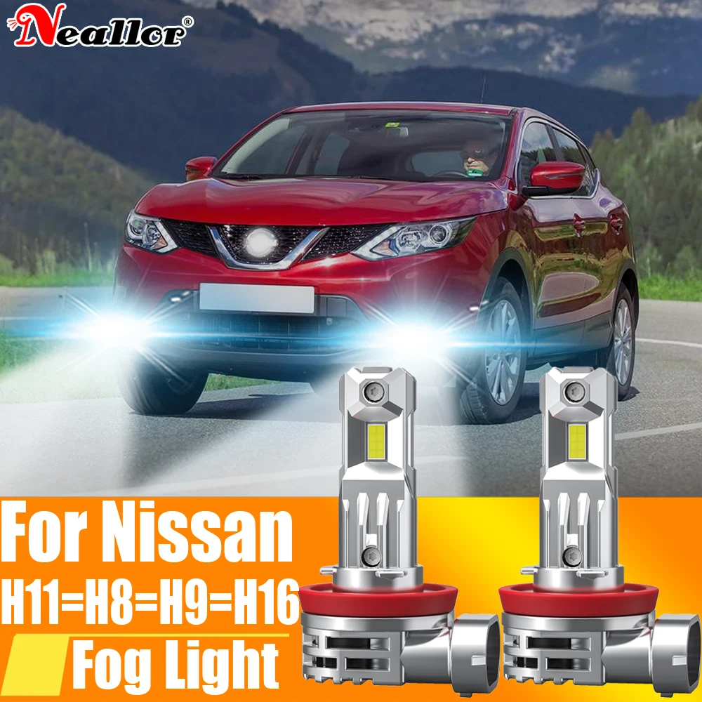 2x H11 H8 Led Fog Light Headlight Canbus H16 H9 Car Bulb Driving Running Lamp 12v 55w For Nissan Qashqai J11 J10 X Trail T32 T31