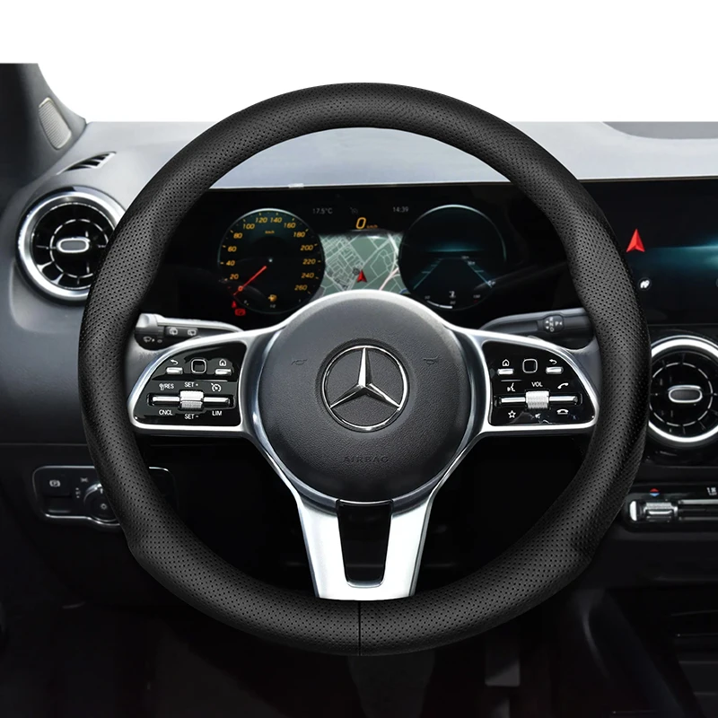 For Mercedes-Benz Round Steering Wheel Cover Ultra - Thin Micro Fiber Leather W204 Vito W203 W124 W210 Slk R171 W177 W639 W206