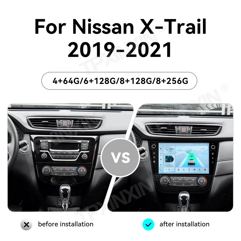 For Nissan X-Trail 2019~2021 Manual Android 15 Carplay Android Auto DSP IPS Screen GPS Multimedia Car Stereo Radio Head Unit