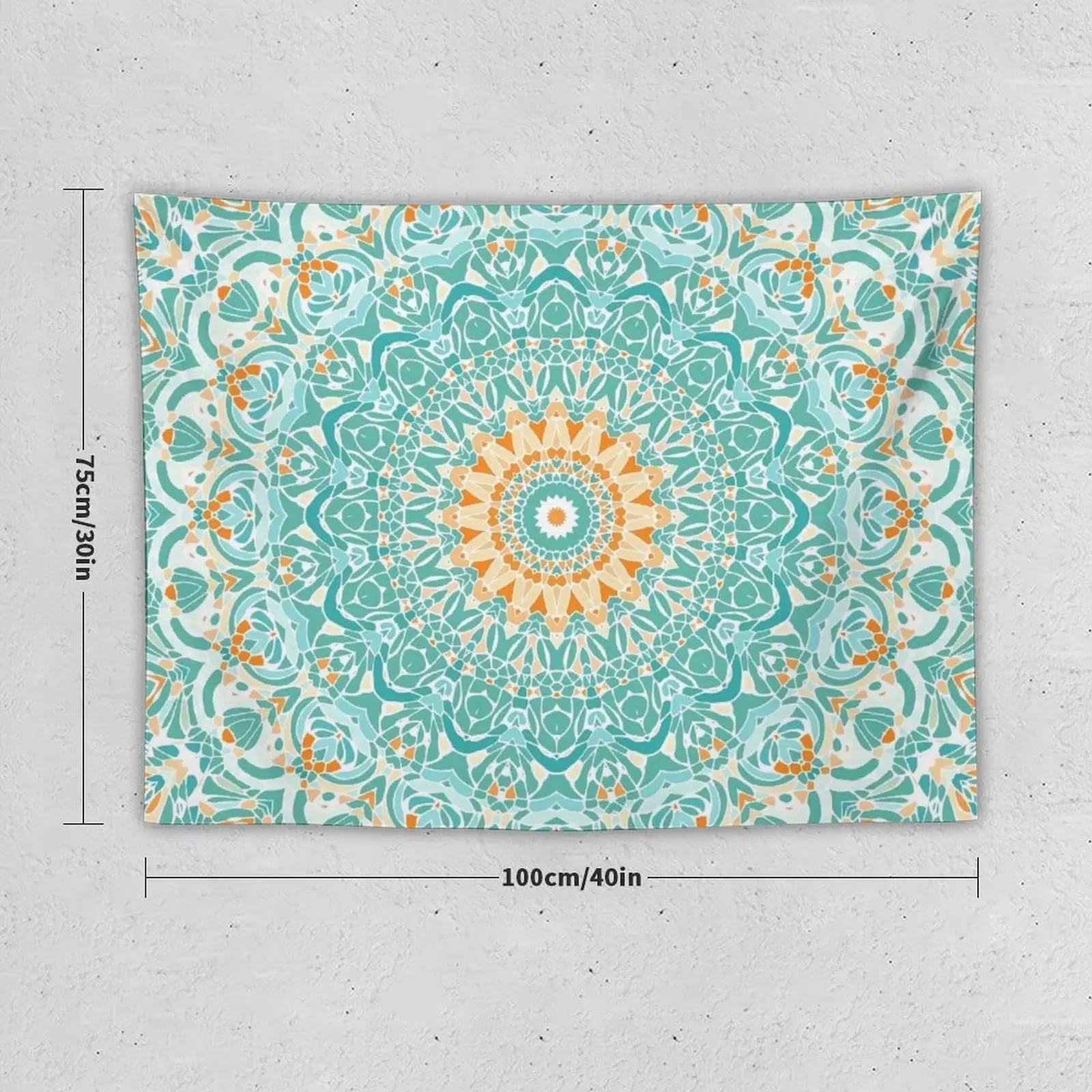 Orange and Turquoise Clarity Mandala Tapestry Home Decoration Cute Room Things Decoration For Bedroom Tapestry