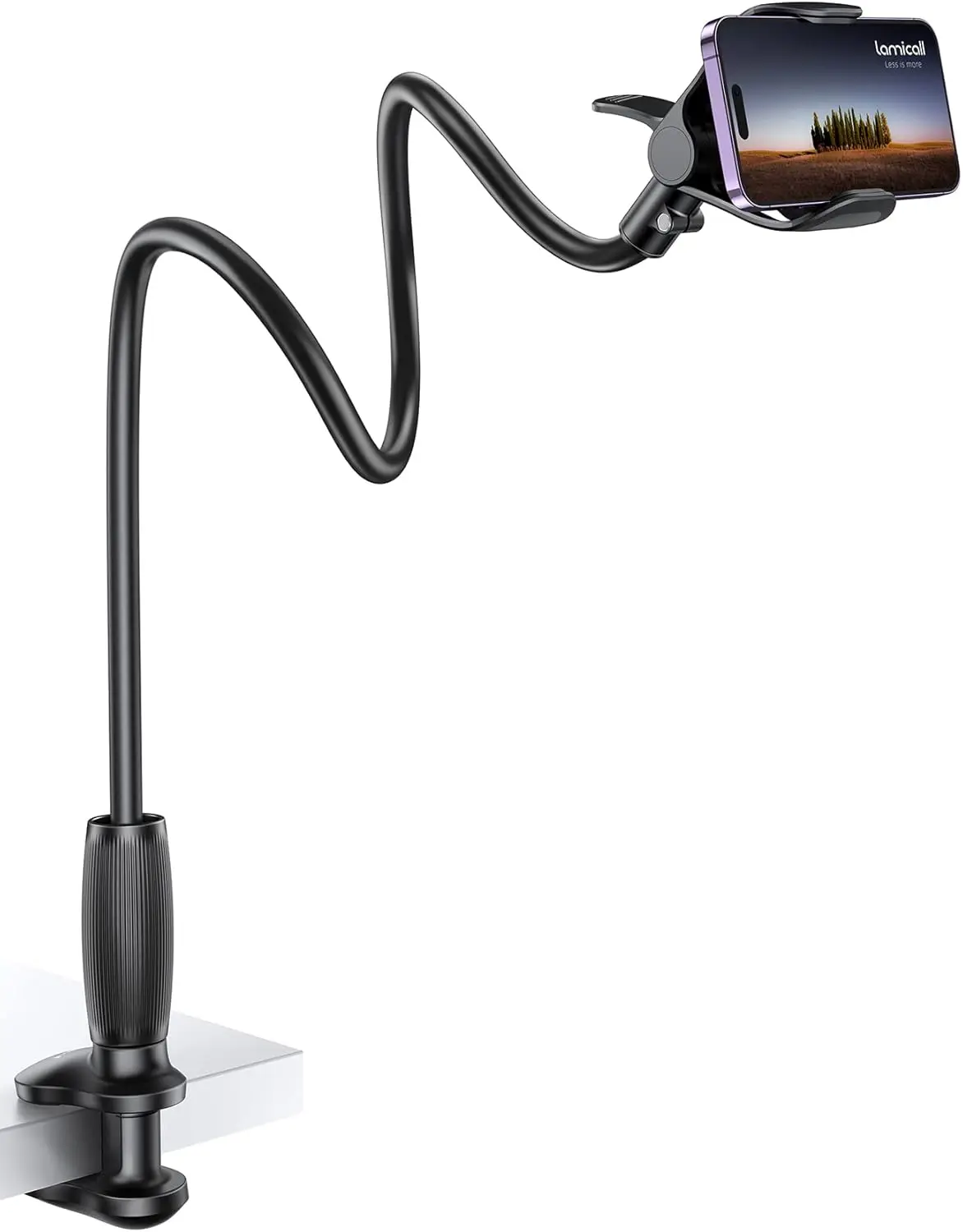 

Flexible Gooseneck Phone Holder for Bed & Desk - Stable Clip Mount for 4-7" Devices