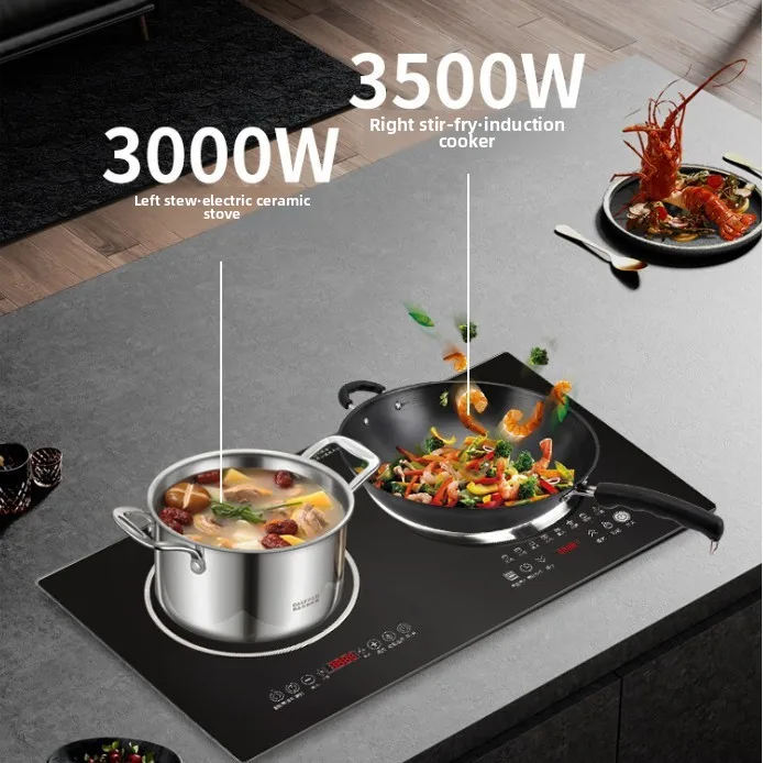 Induction Cooker Electric Ceramic Cooker One Electric One Ceramic Double Cooker Embedded Desktop Household Commercial Binocular