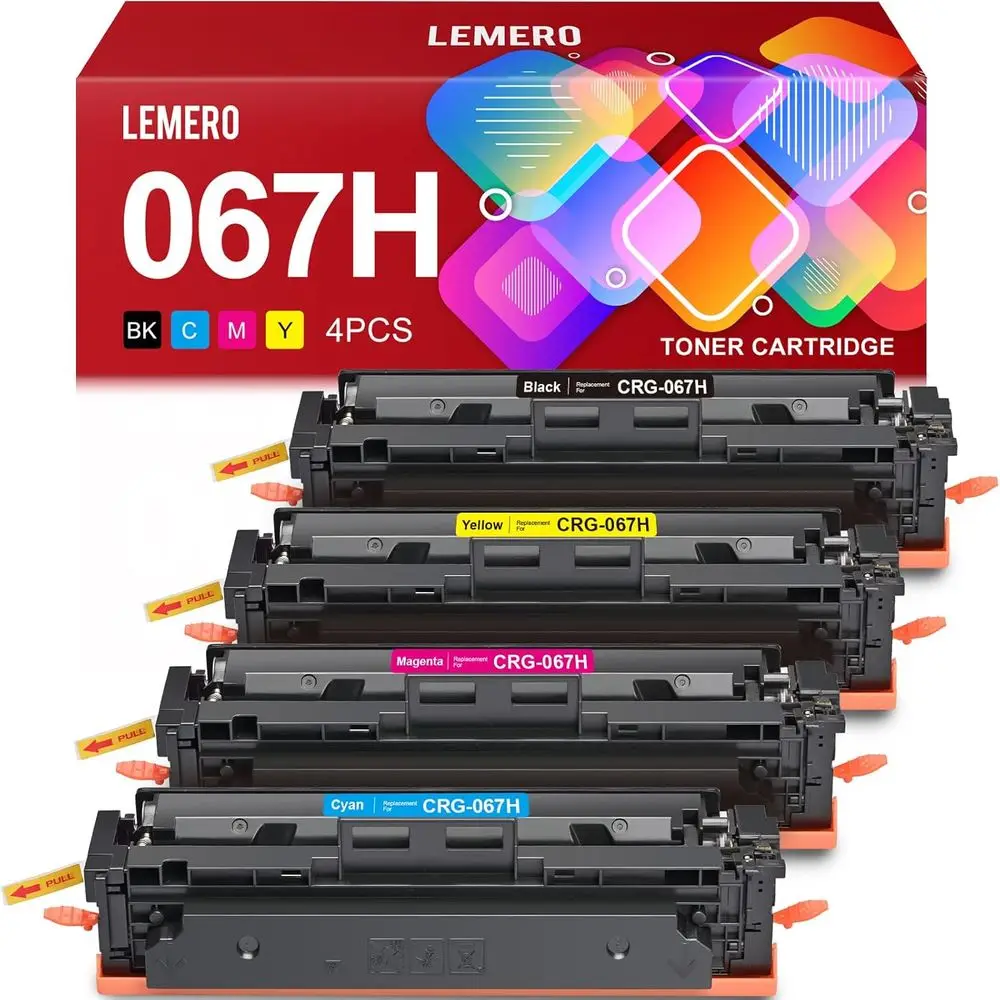

067H Toner Compatible or 067H Toner Cartridges Set Work or M656Cdw or 067 M654Cdw M653Cdw LBP632Cdw Printer, Black Cyan Yellow M