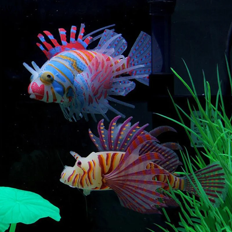 ómW OmarAquarium Künstlicher leuchtender Löwenfisch Silikonfisch, leuchtet im Dunkeln Wasser, Ornament Septum Winter1 Parque