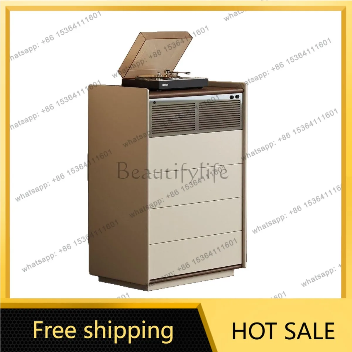 LS boxwood retro living room bedroom locker storage drawer against wall side cabinet solid wood