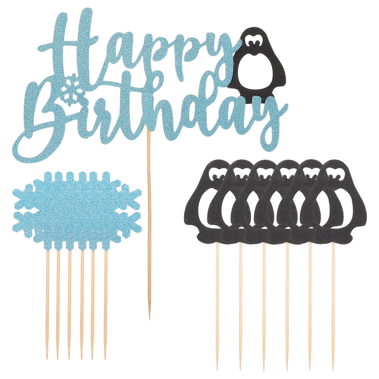 

13 Pcs Birthday Penguin Insert Cards Christmas Cake Toppers Decorations Party Supplies Cakes Cupcakes Accessories