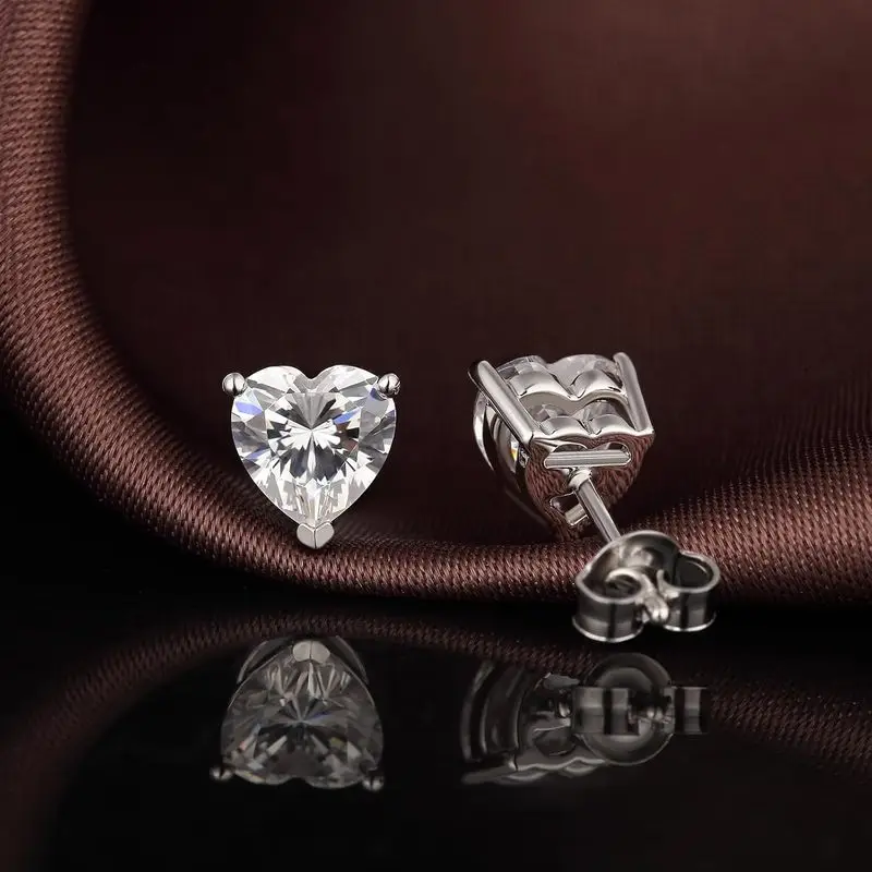 Brilliant Heart Cushion Stud, 925 Sterling Silver LAB GROWN DIAMOND Stud Earrings for Women Wholesale & Customization