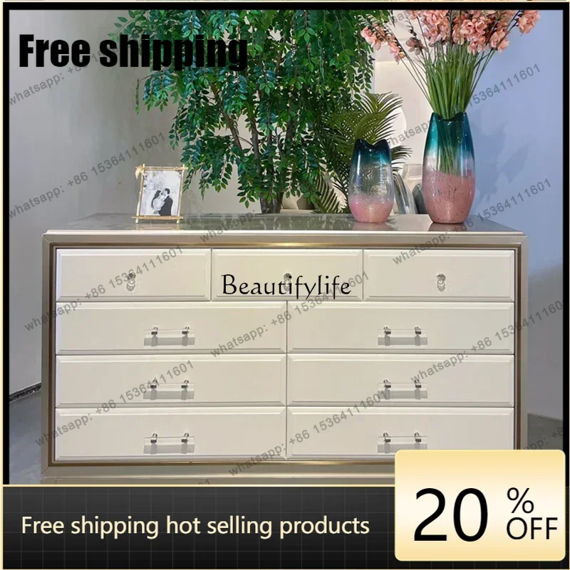 jj5 .American light luxury nine chest bedroom solid wood two-color locker living room